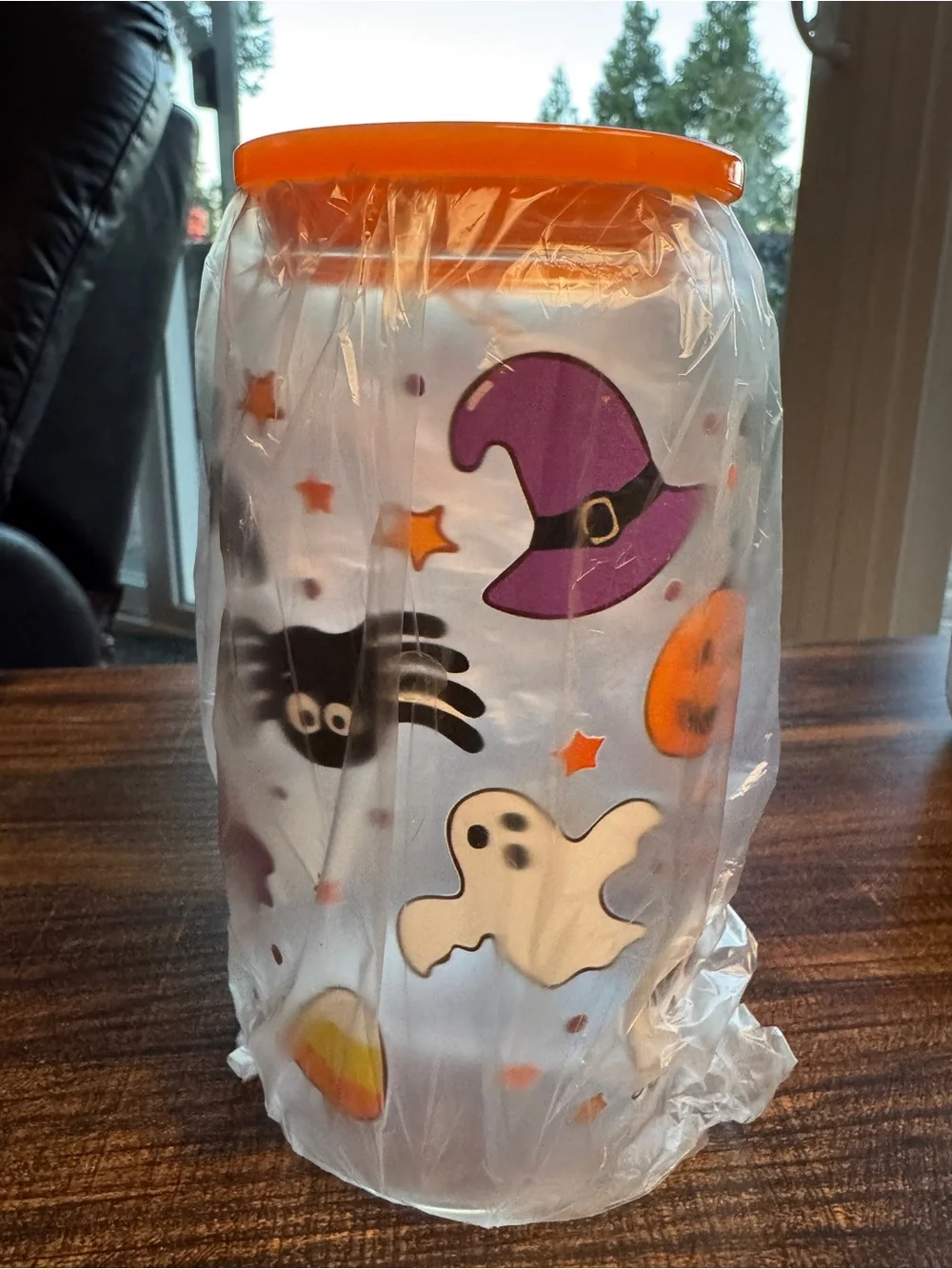 Halloween Ghost Tumbler Set with Straws - Orange & Black Lids